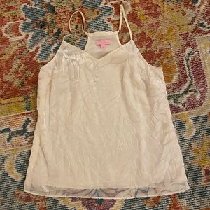 Lilly Pulitzer Cream Leaf Velvet Tank Top
